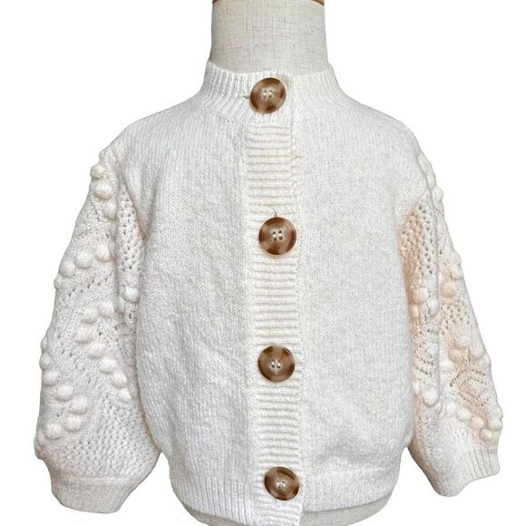 Zara Other - Zara Baby Long Sleeve Crochet White Cream Knit Cardigan Sweater. 9-12 Months.